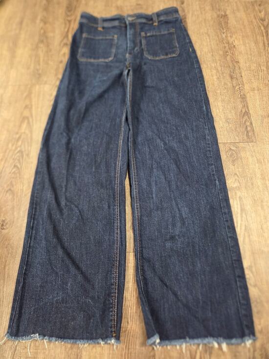 Oat Denim Denim - OAT New York High Rise Wide Leg Patch Pocket Dark Wash Jeans Size 8/29